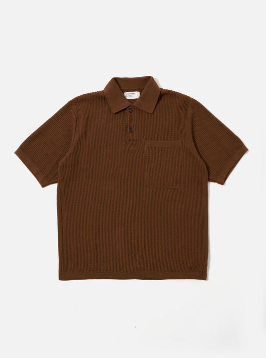 Brown SS Knit Polo