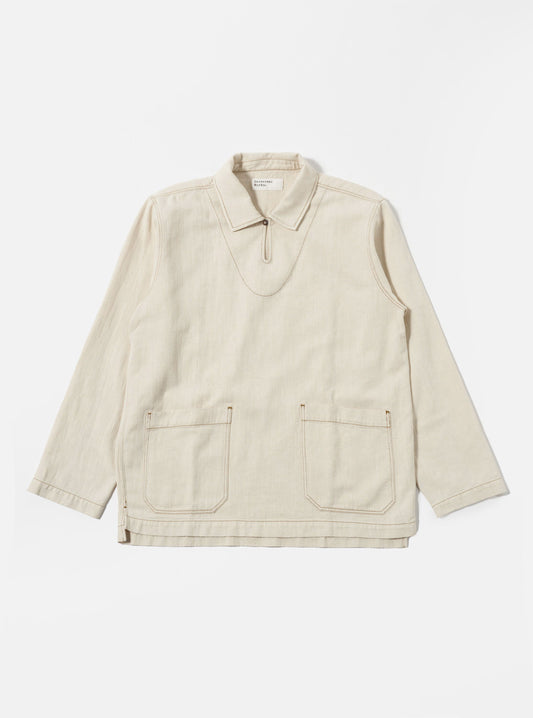 Ecru Cotton Smock Overshirt