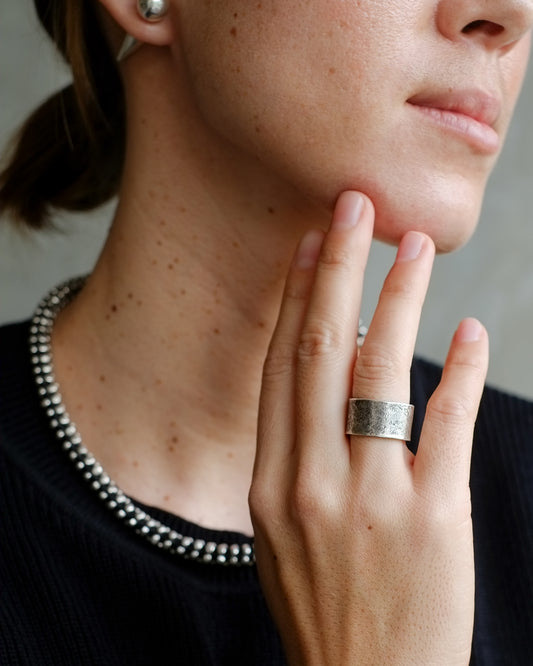 Hand beaten Silver Ring