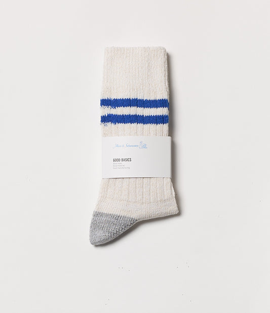 Recycled Cotton Socks - Natural/Swan Blue