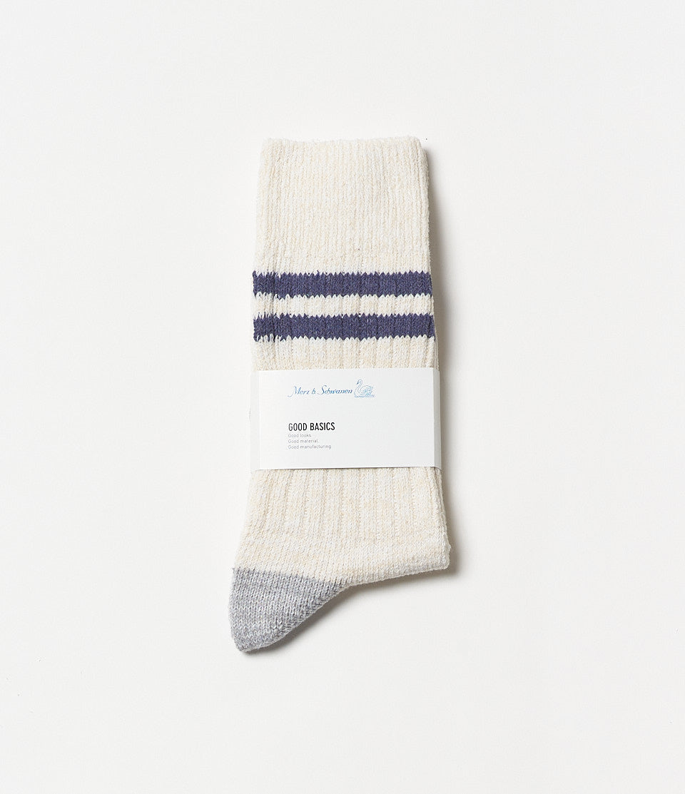 Recycled Cotton Socks - Natural/Denim Blue