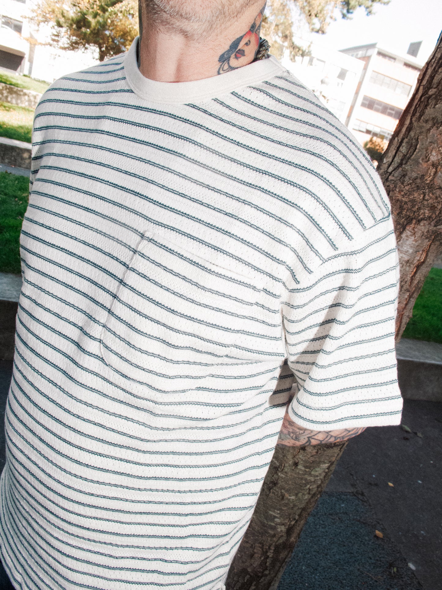 Fly Tee - Striped Ecru