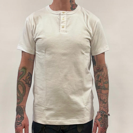 Short Sleeve Henley - White