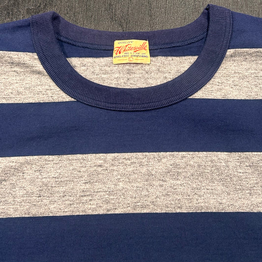 Heavyweight Border Tee Grey & Navy