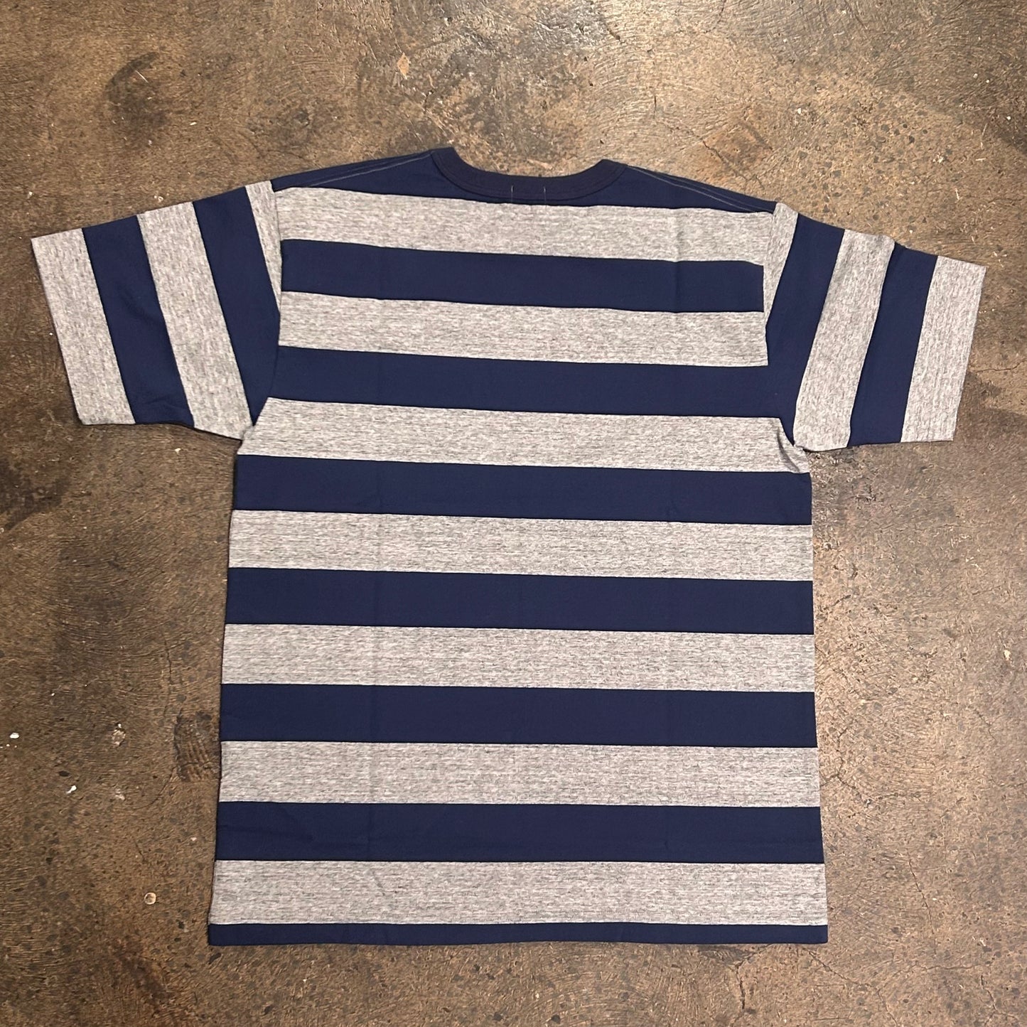 Heavyweight Border Tee Grey & Navy