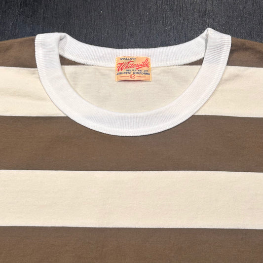 Heavyweight Border Tee Olive & Off White