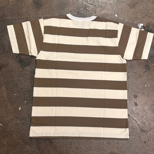 Heavyweight Border Tee Olive & Off White