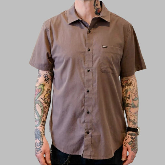 Cotton Blend S/S Shirt - Charcoal