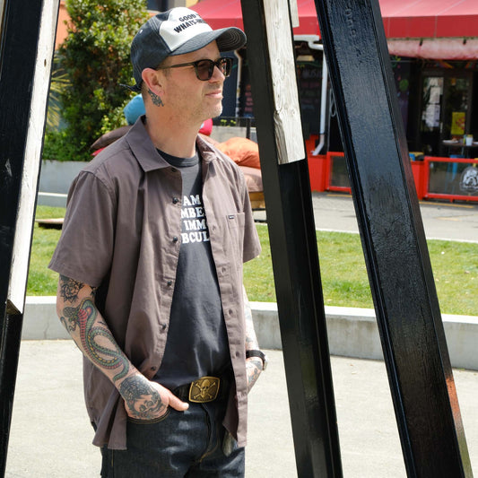 Cotton Blend S/S Shirt - Charcoal