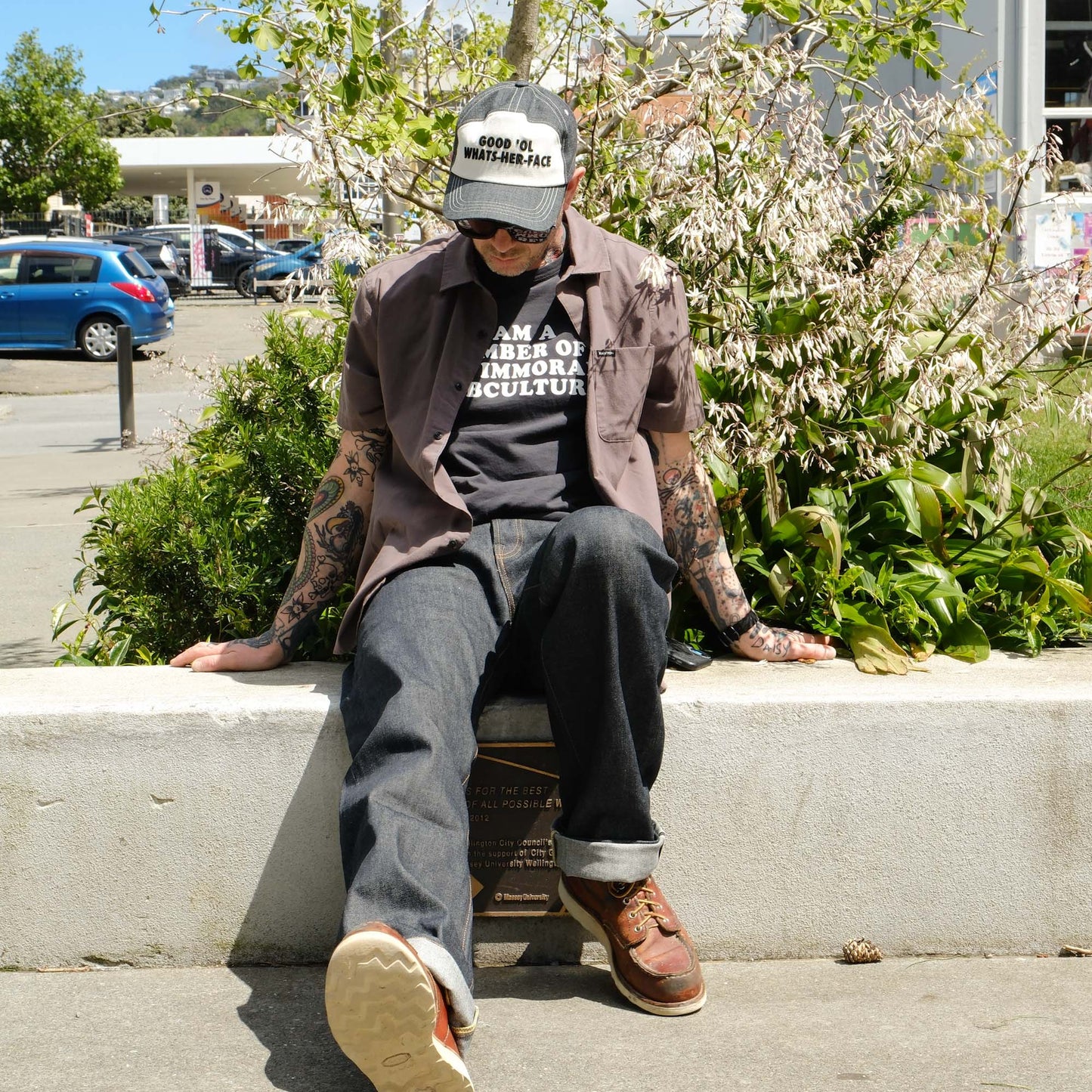 Cotton Blend S/S Shirt - Charcoal