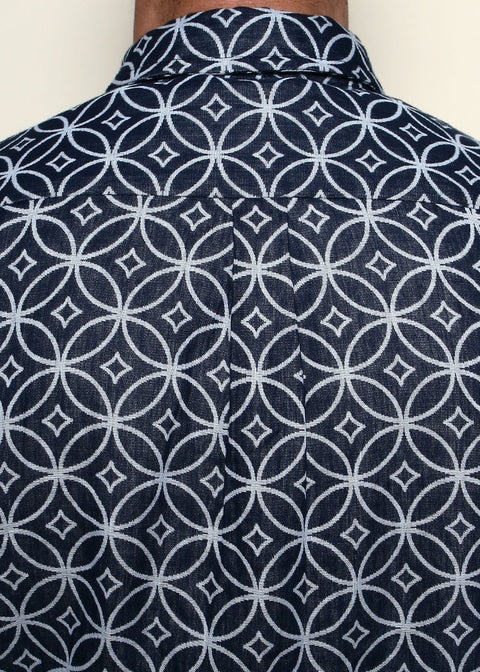 Indigo Dyed 'Shippo' Oxford Shirt