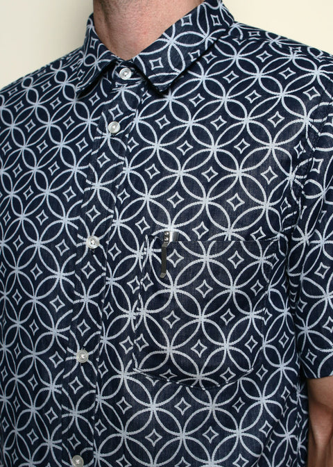 Indigo Dyed 'Shippo' Oxford Shirt