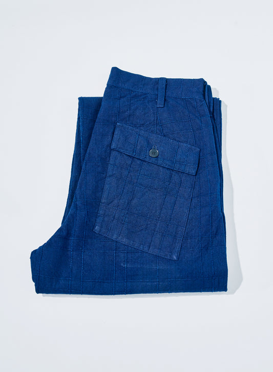Indigo Sashiko Lattice Dobby Pants