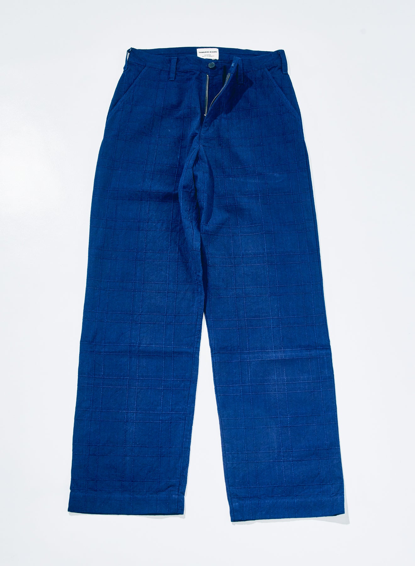 Indigo Sashiko Lattice Dobby Pants