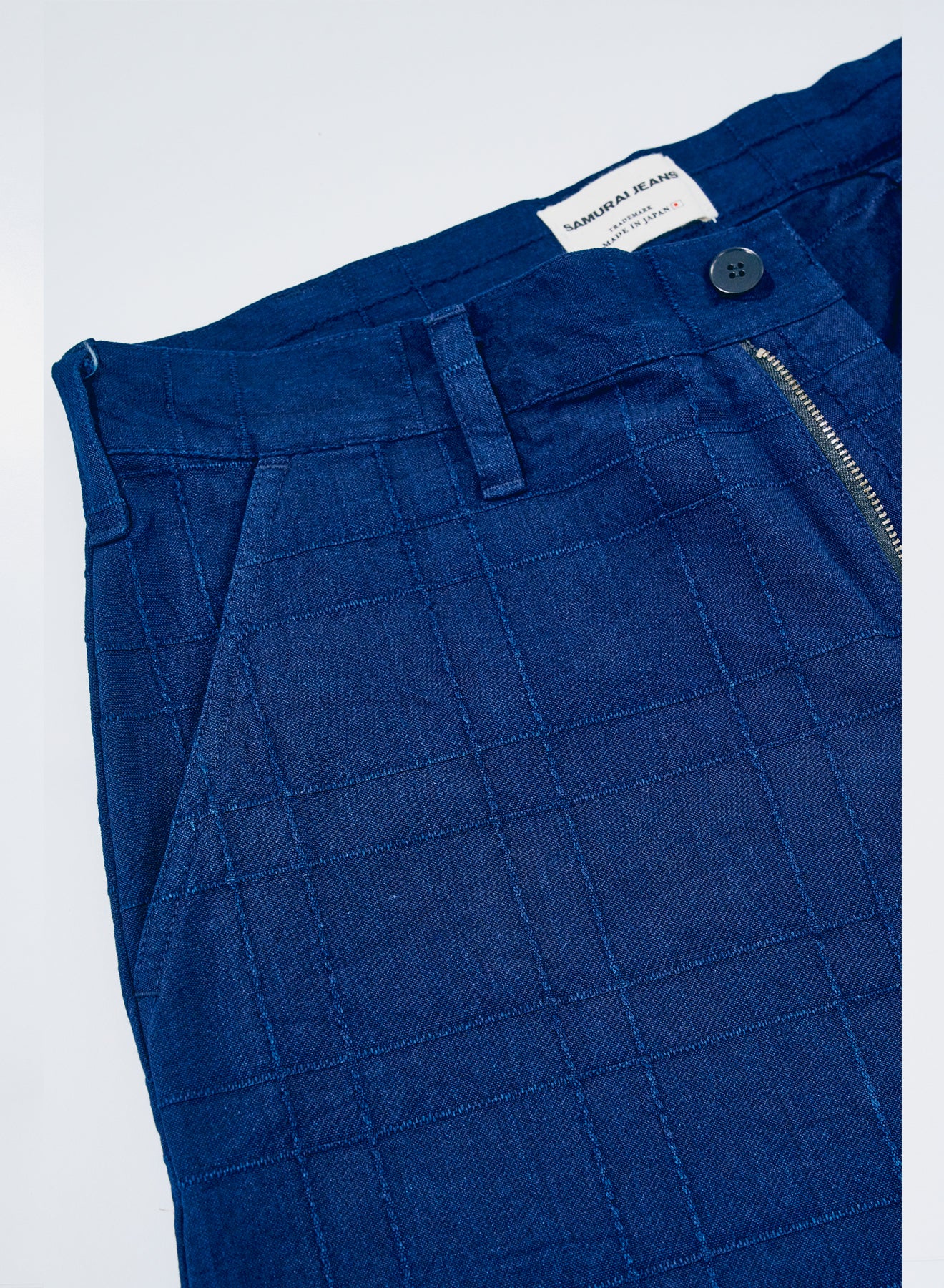 Indigo Sashiko Lattice Dobby Pants