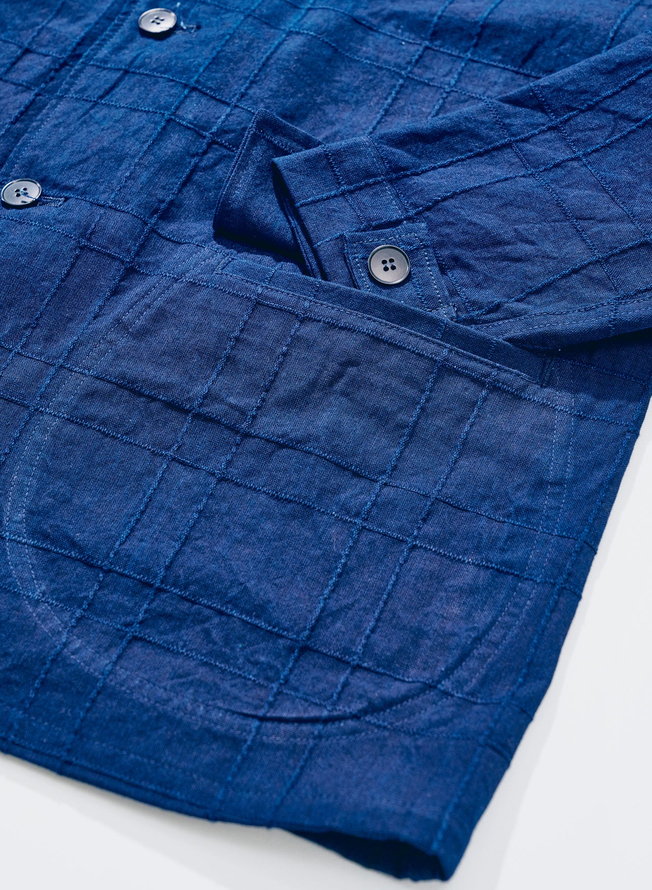 Indigo Sashiko Lattice Dobby Jacket