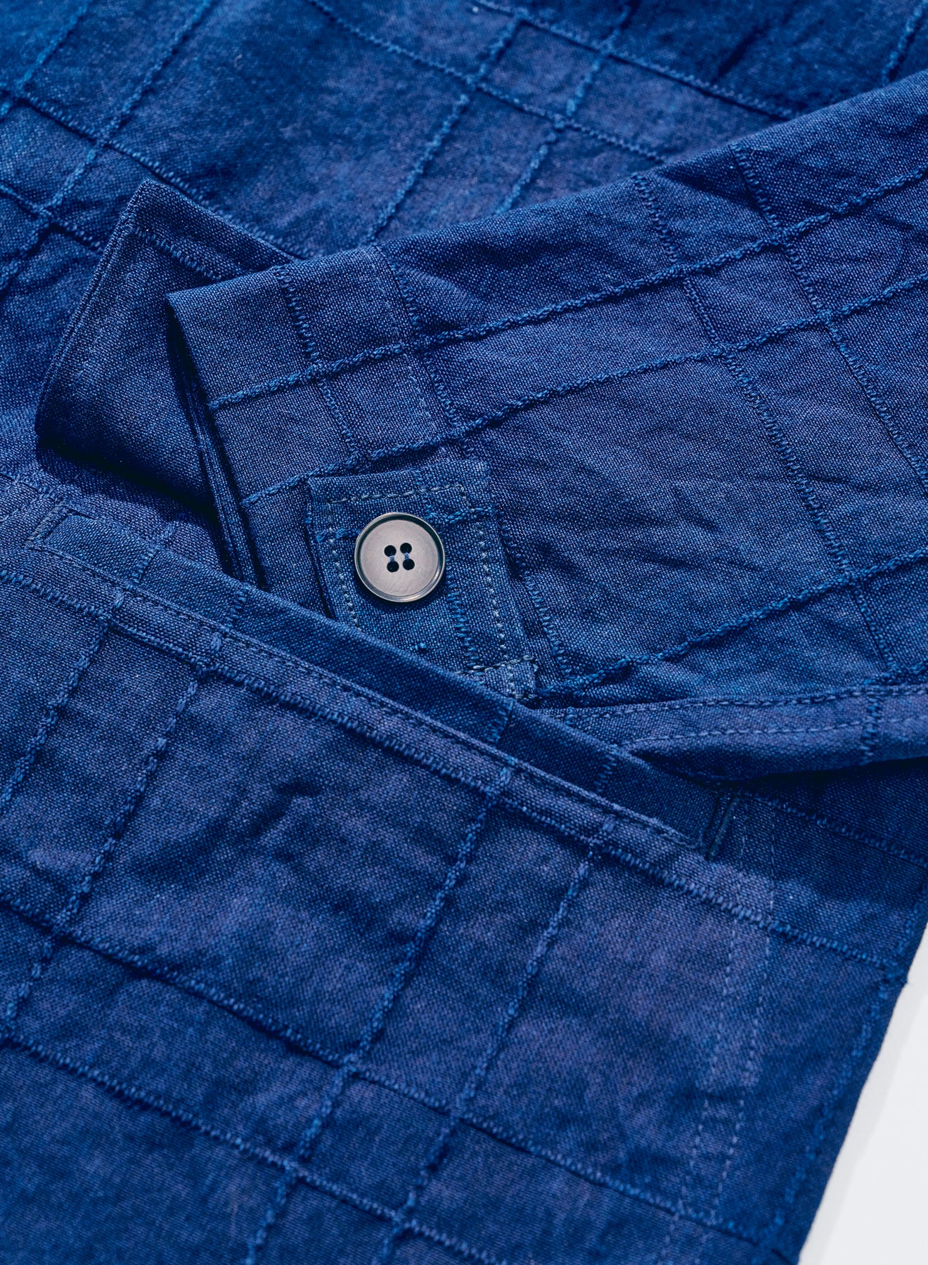 Indigo Sashiko Lattice Dobby Jacket