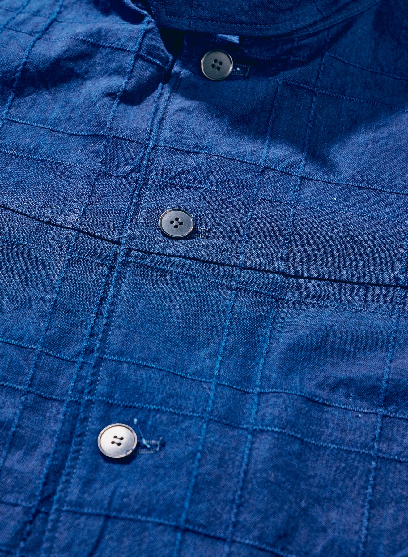 Indigo Sashiko Lattice Dobby Jacket