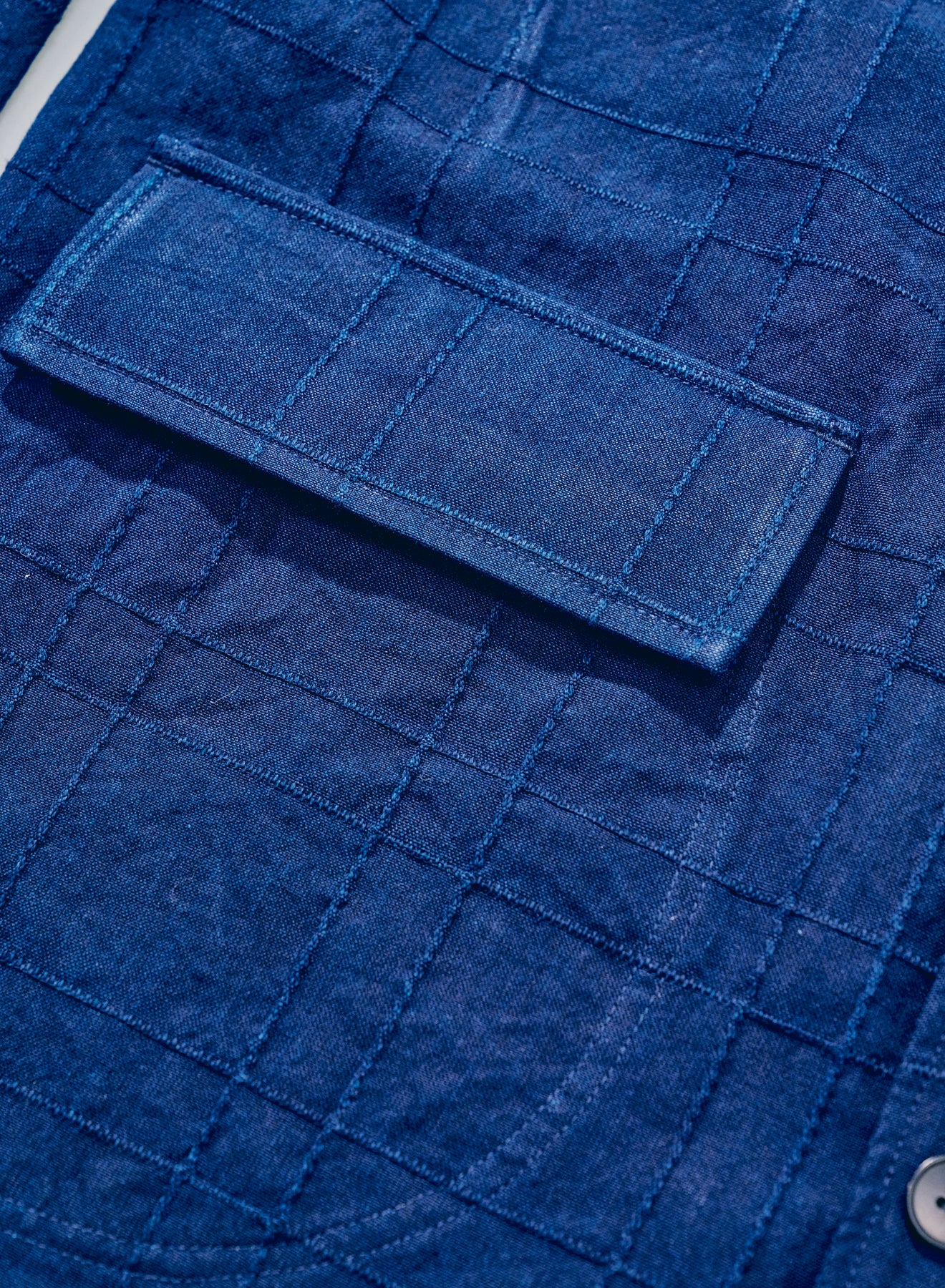 Indigo Sashiko Lattice Dobby Jacket
