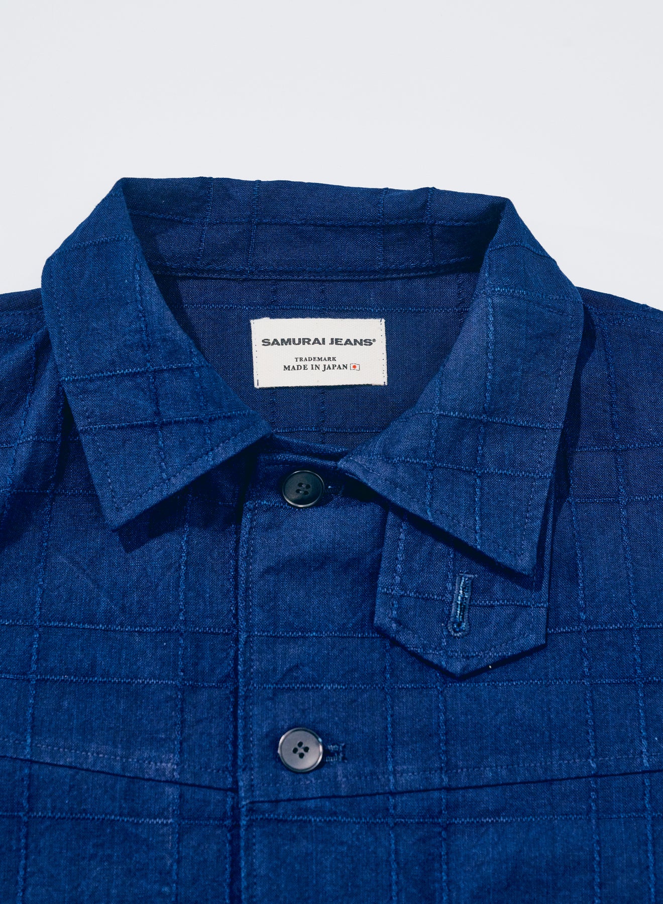 Indigo Sashiko Lattice Dobby Jacket