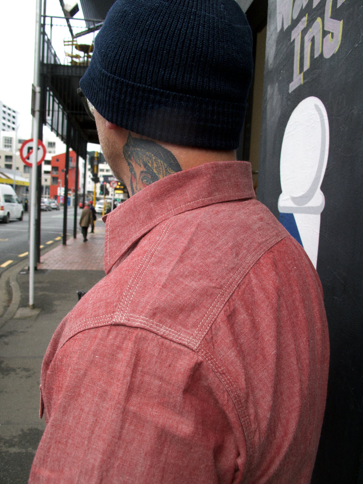 Red Chambray LS