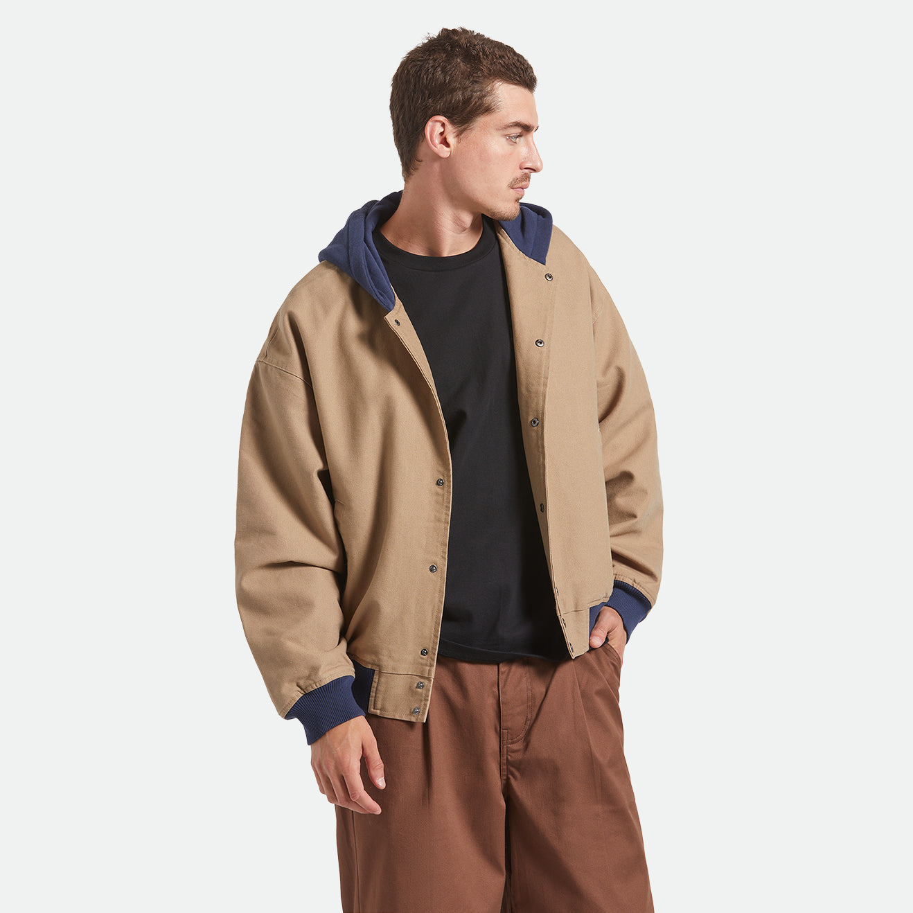 Canvas hooded bomber jacket