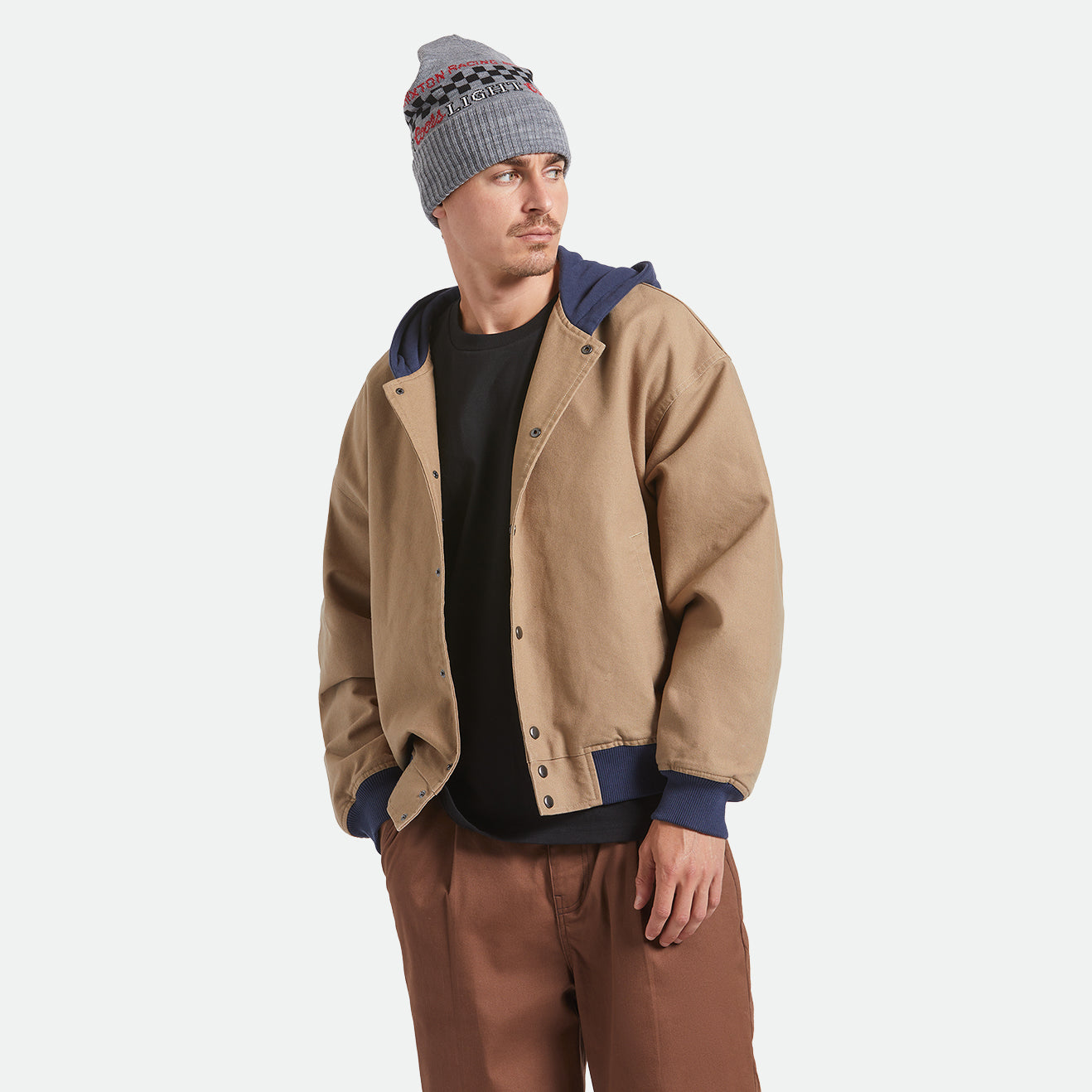 Canvas hooded bomber jacket