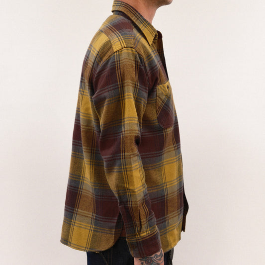Twill Check Workshirt - Gold &Brown