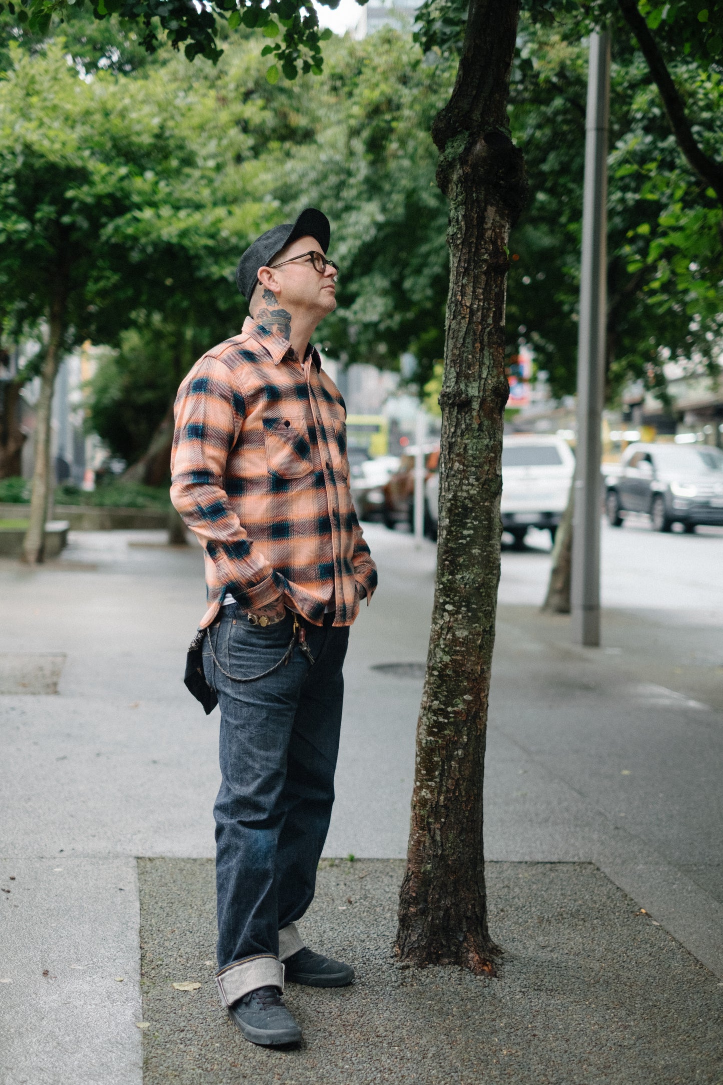 Rope Dyed Indigo/Pink Flannel Shirt