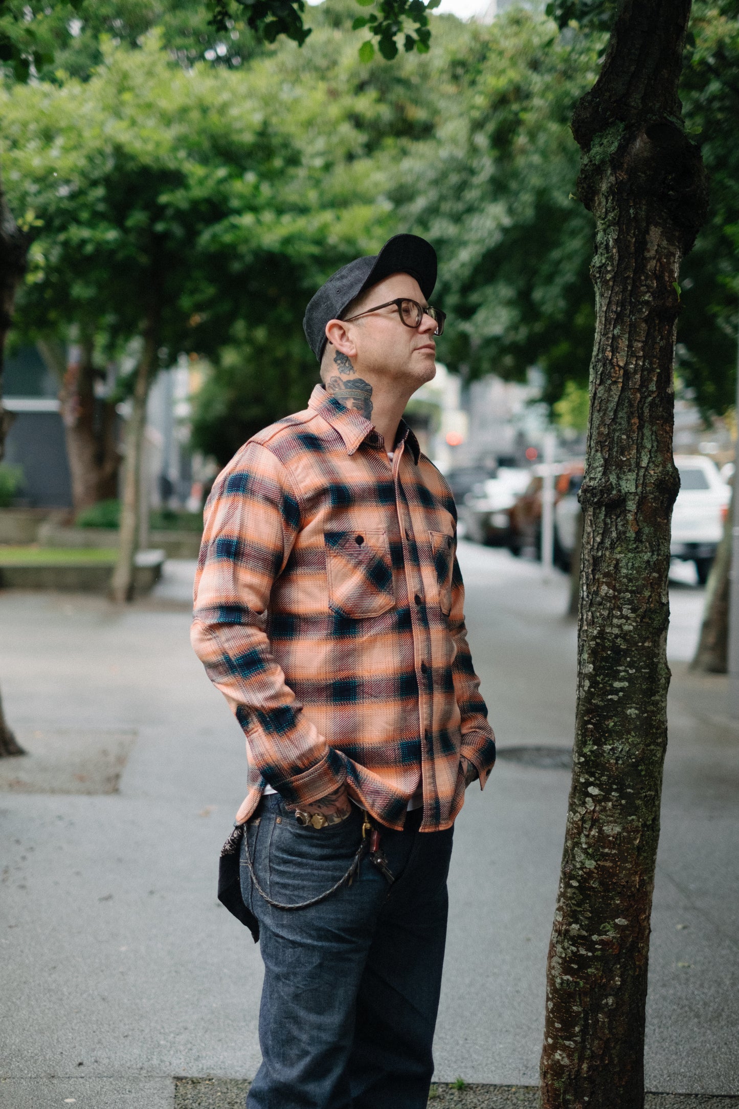Rope Dyed Indigo/Pink Flannel Shirt