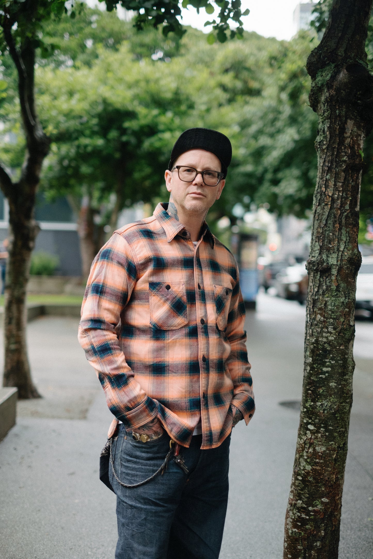 Rope Dyed Indigo/Pink Flannel Shirt