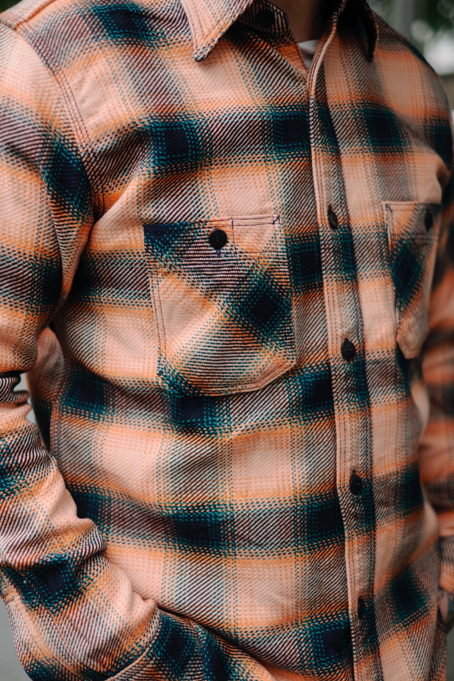 Rope Dyed Indigo/Pink Flannel Shirt
