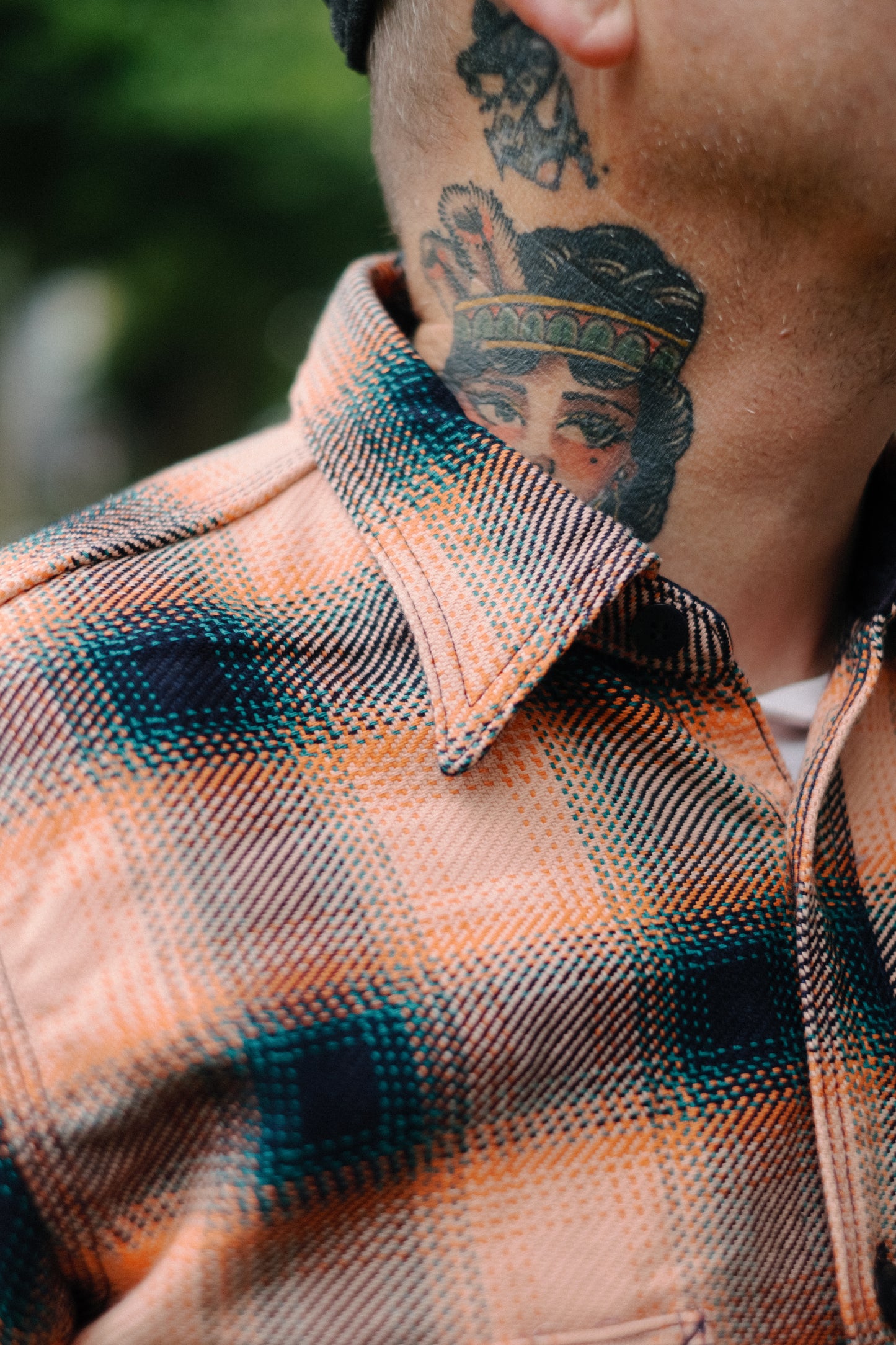 Rope Dyed Indigo/Pink Flannel Shirt