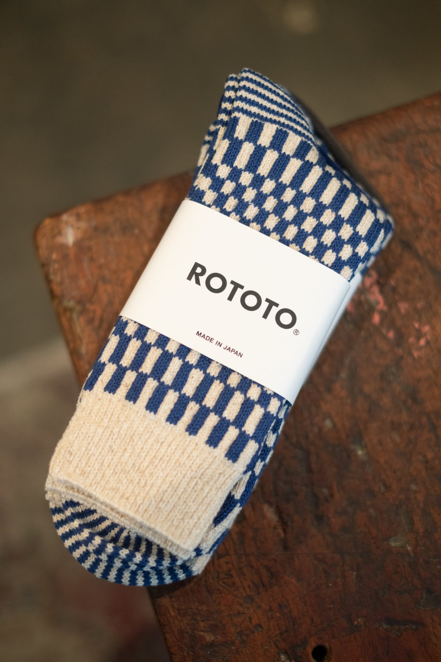 Checkerboard Pattern Socks - Blue
