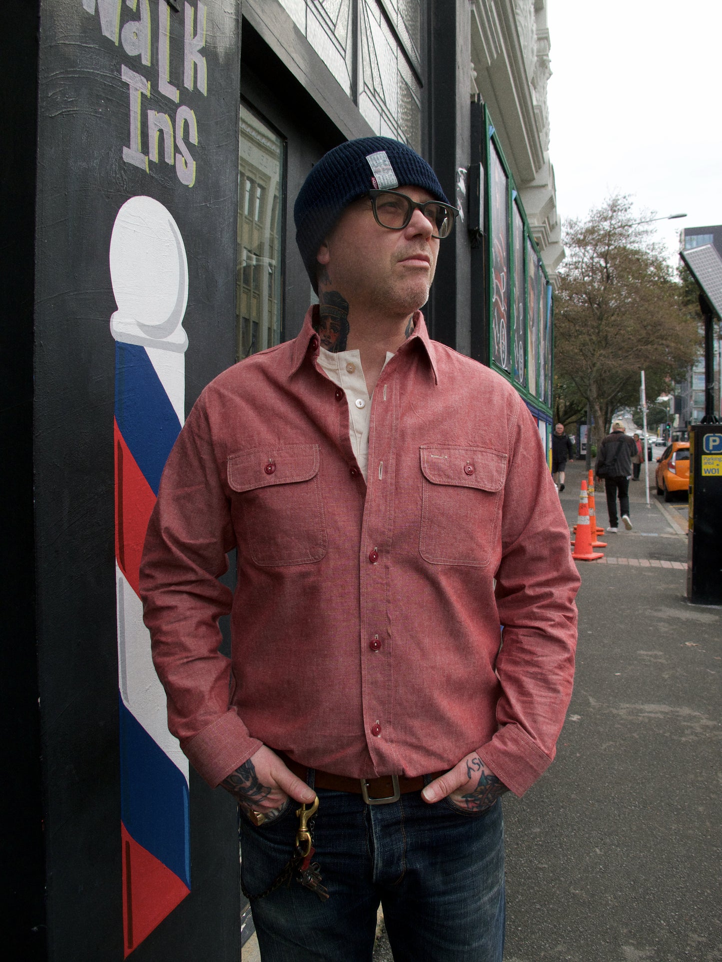 Red Chambray LS