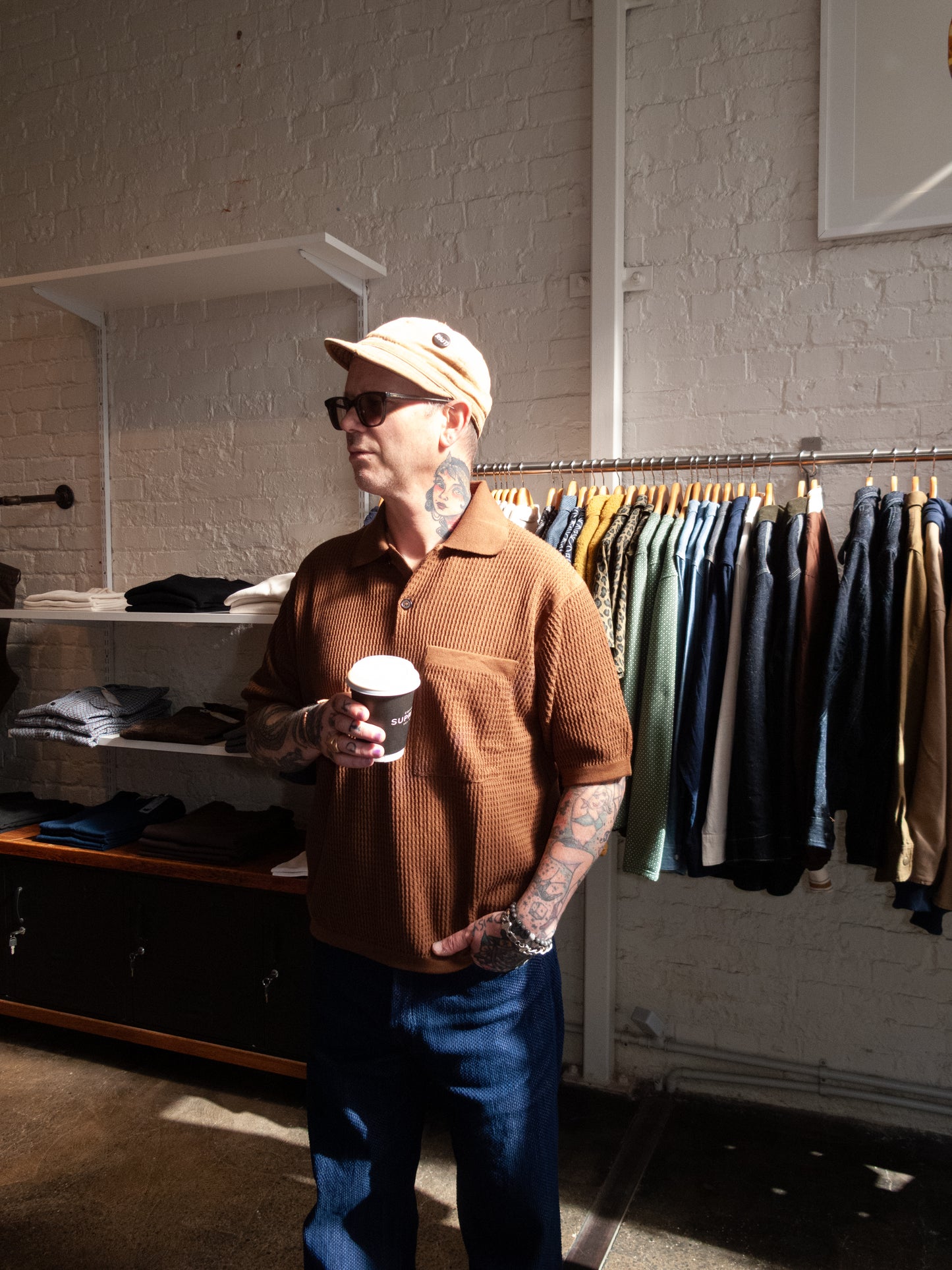 Brown SS Knit Polo