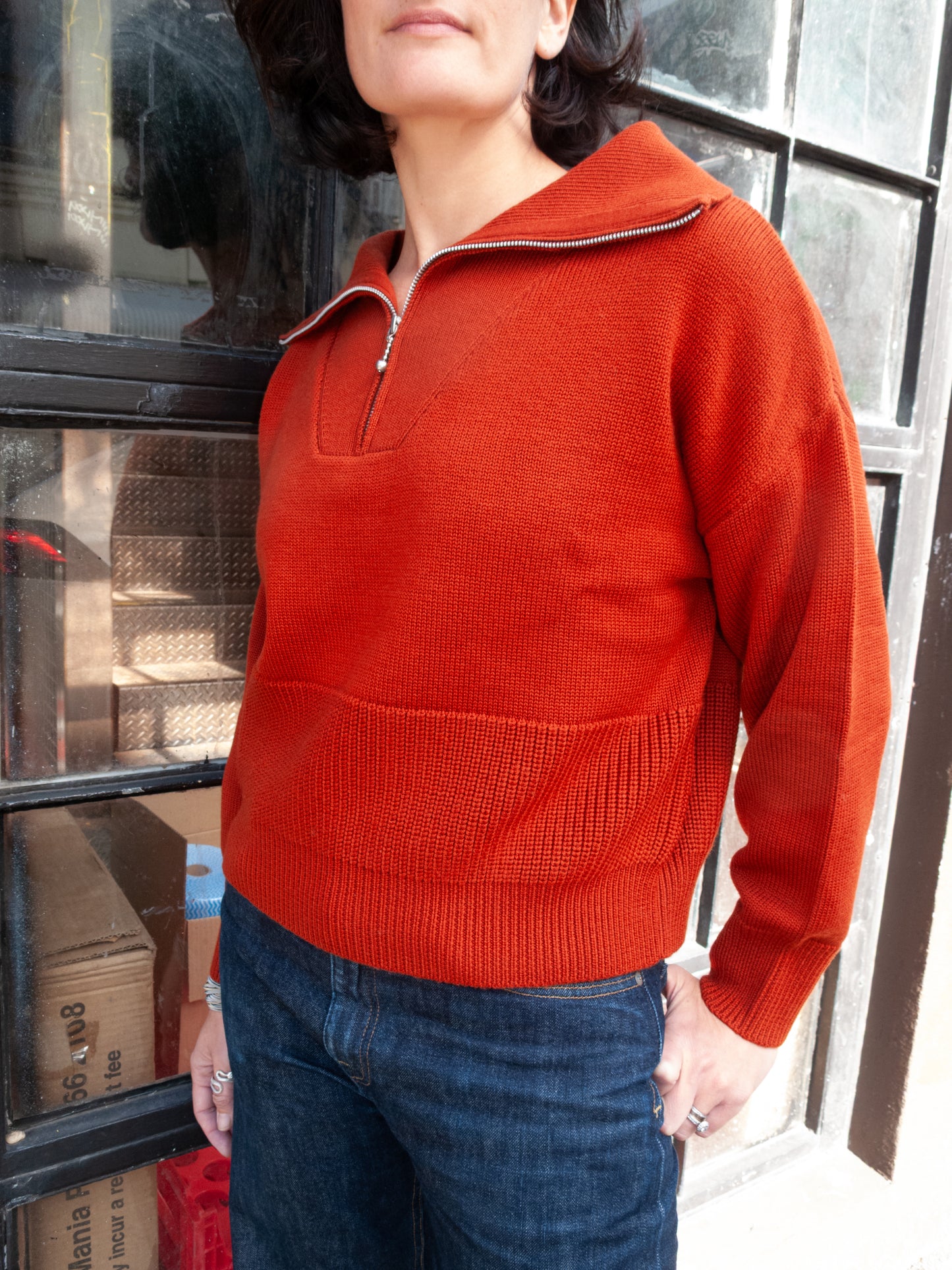 Track Sweater - Burnt Orange