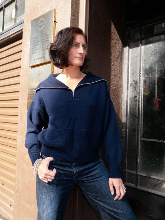 Track Sweater - Navy