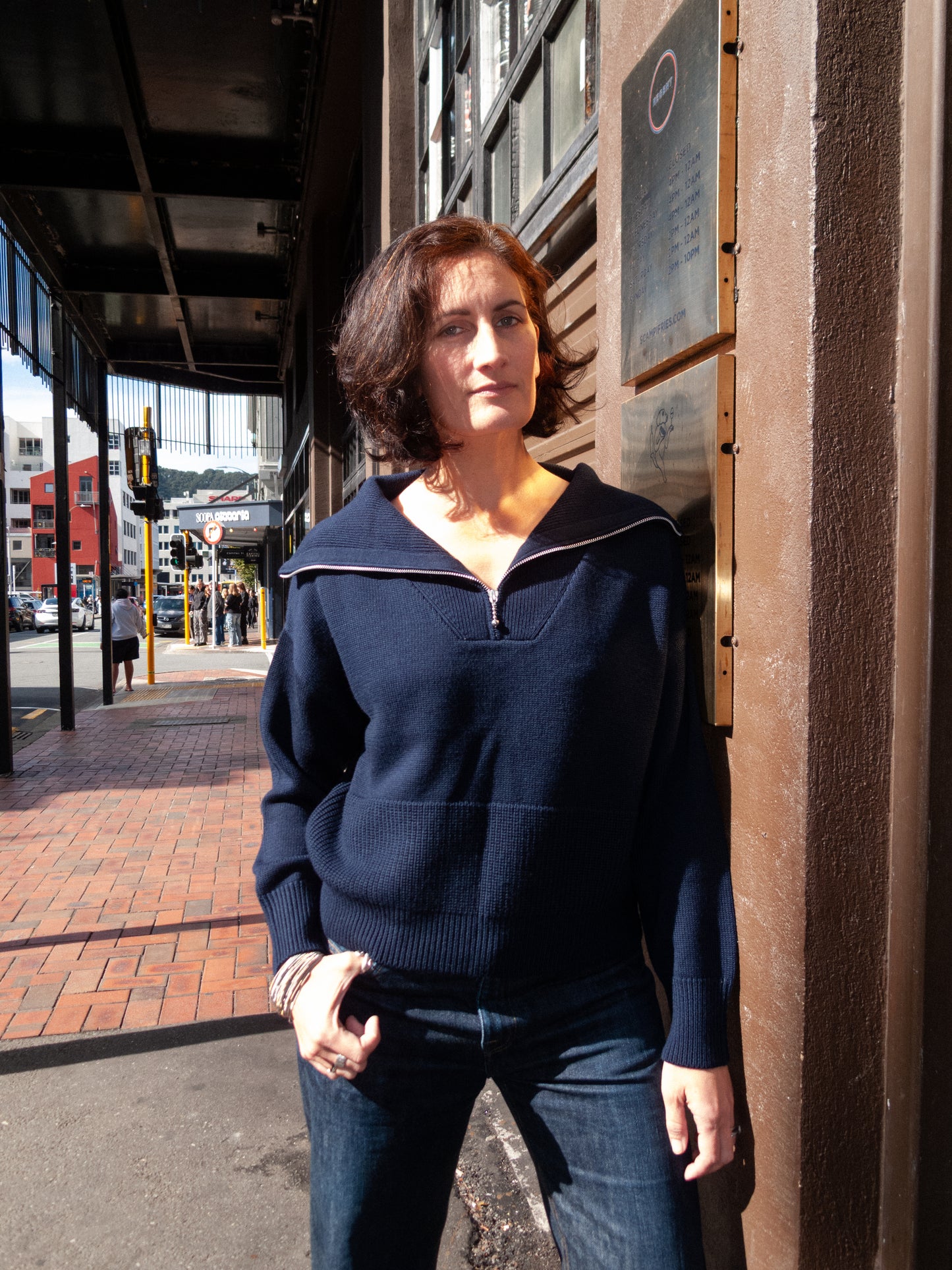Track Sweater - Navy