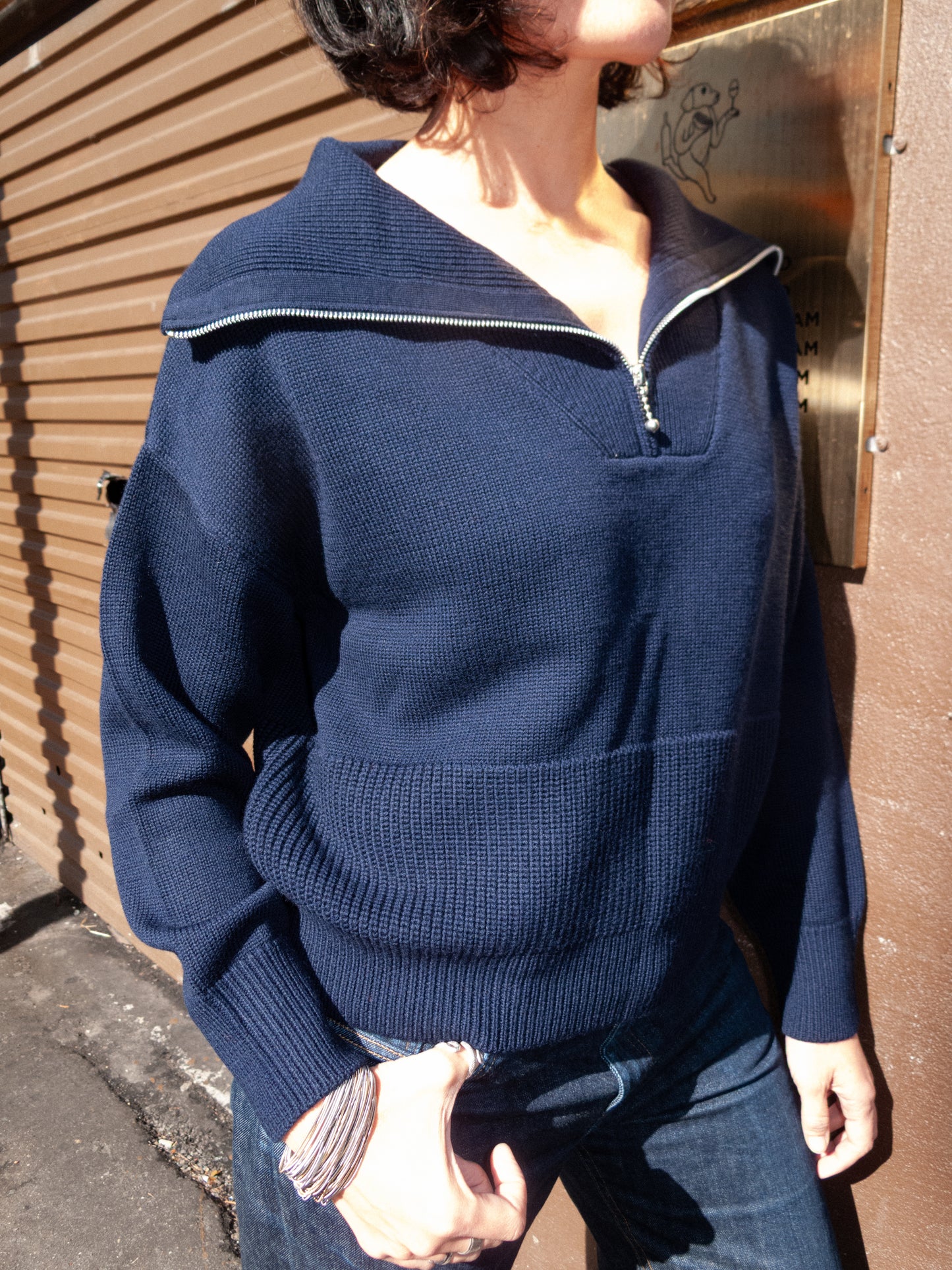 Track Sweater - Navy