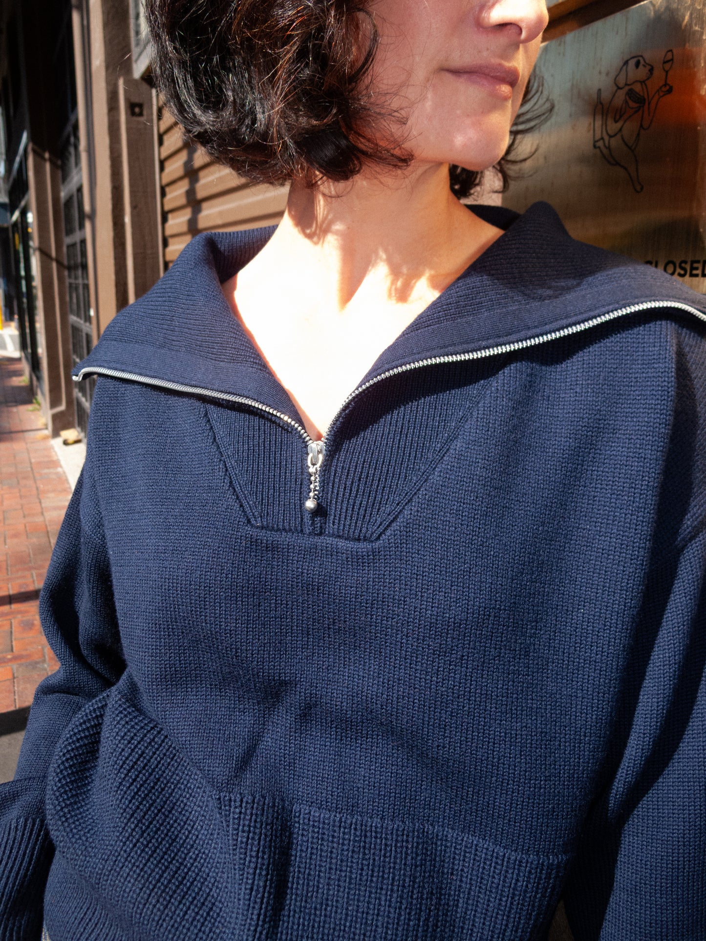 Track Sweater - Navy