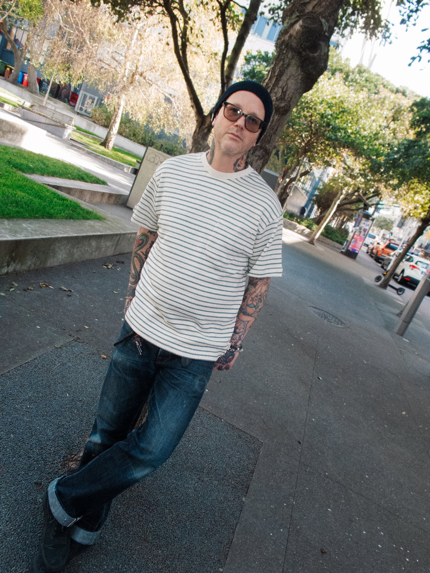 Fly Tee - Striped Ecru