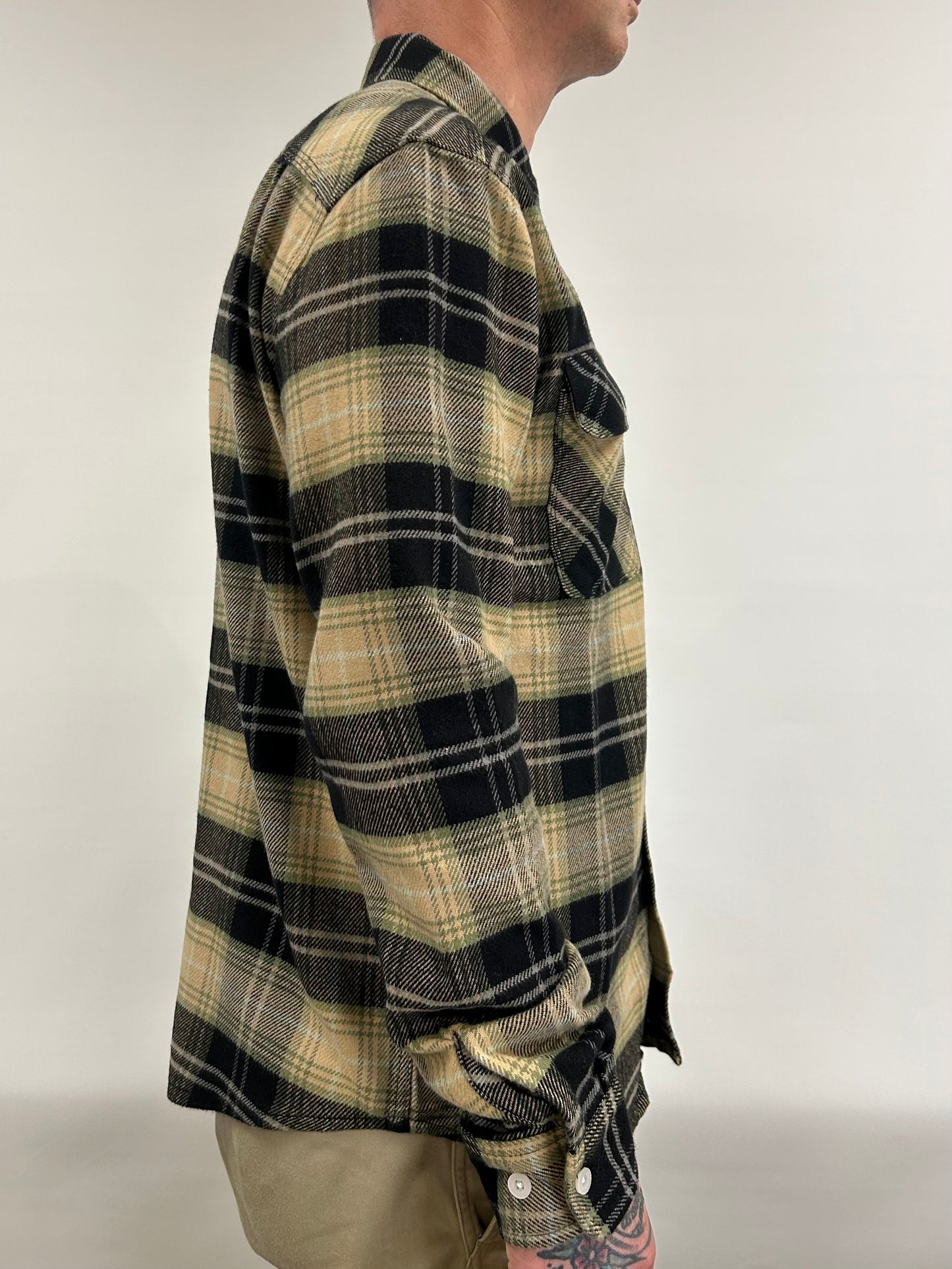 Bowery Flannel - Black/Sand/Olive