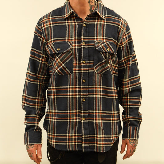 Bowery Flannel - Washed Navy/Off White/Terracotta