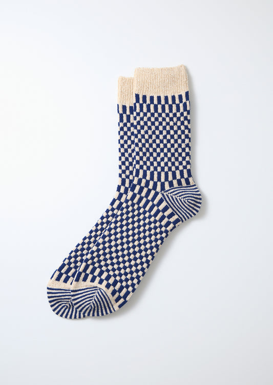 Checkerboard Pattern Socks - Blue