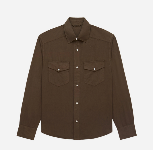 Garment dye snap western shirt
