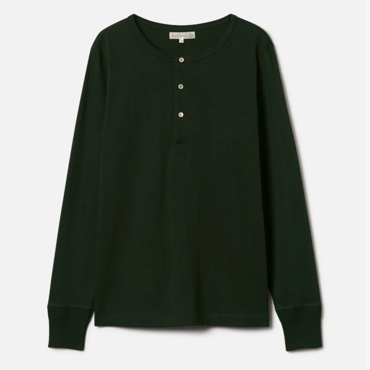 Long sleeve Henley - Forest green