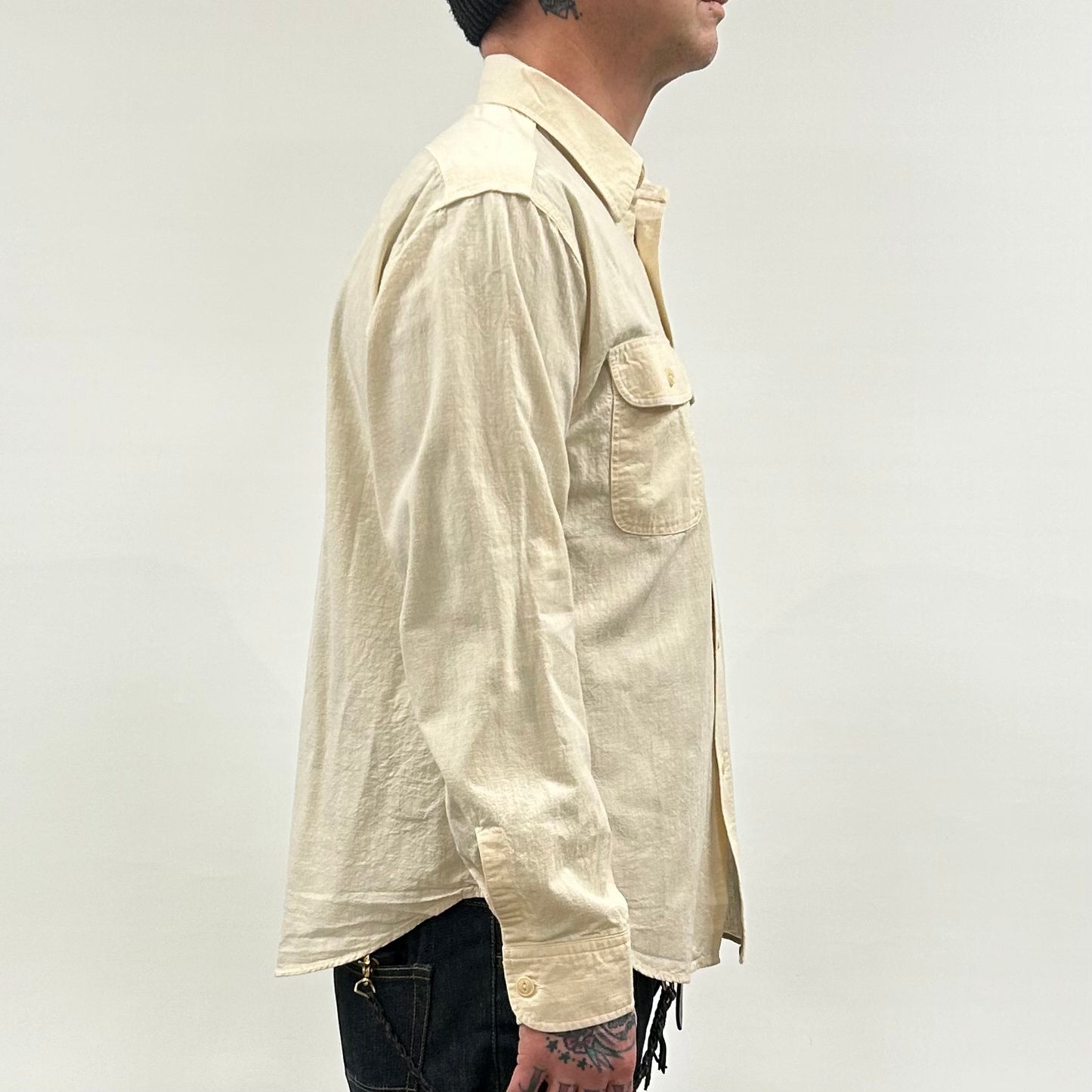 Chambray L/S Workshirt White.