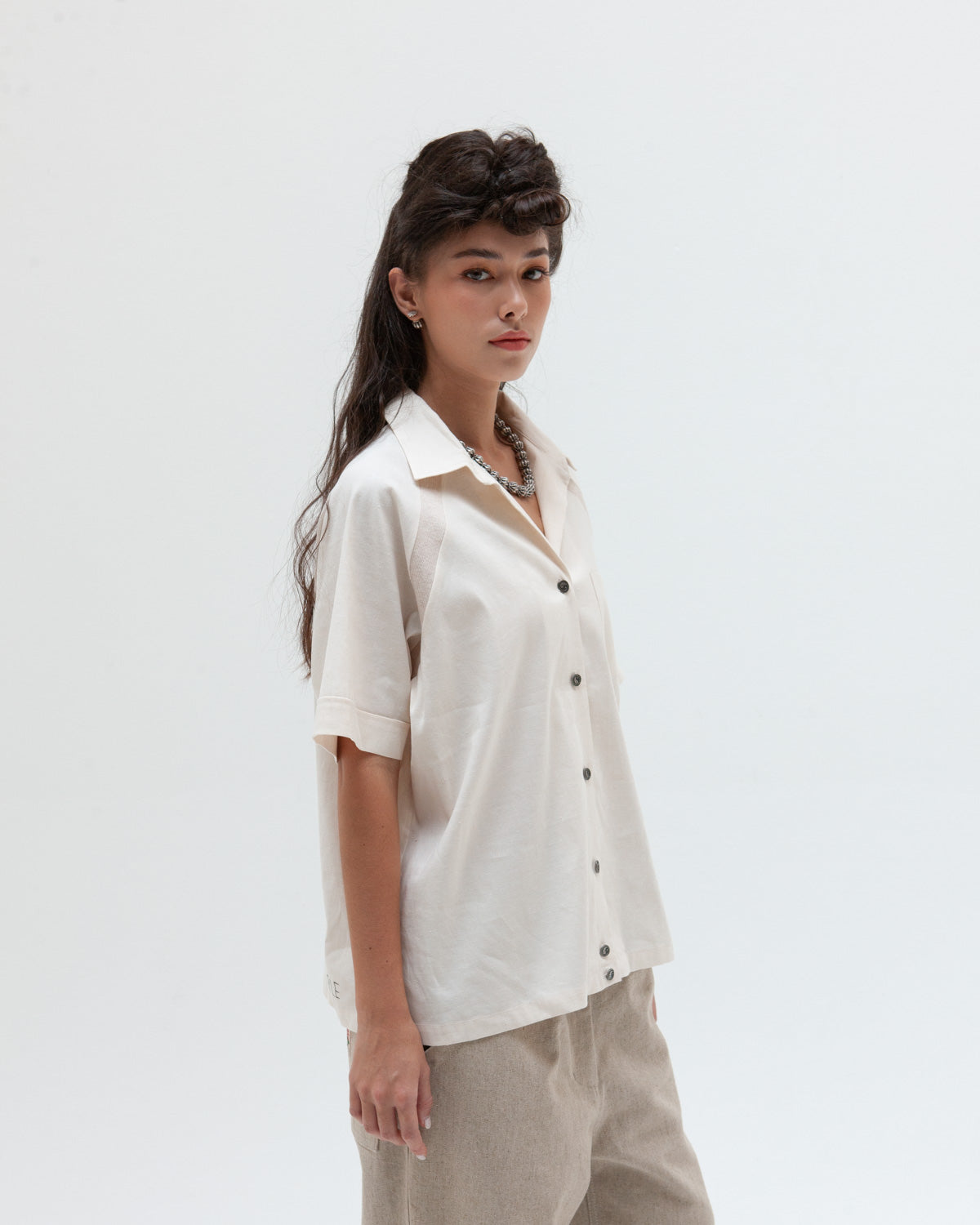 Bowling Shirt - off-white slubbed chambray
