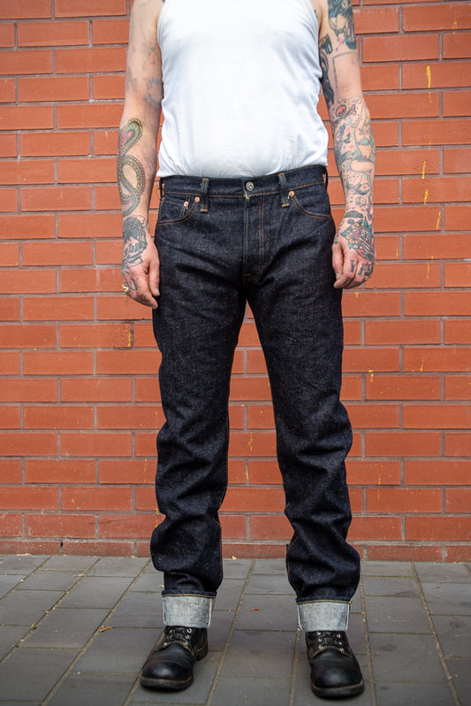 these 15oz slim tapered jeans are made from japanese indigo selvedge denim that has fast fades. made in osaka. sold at That was then This is now.